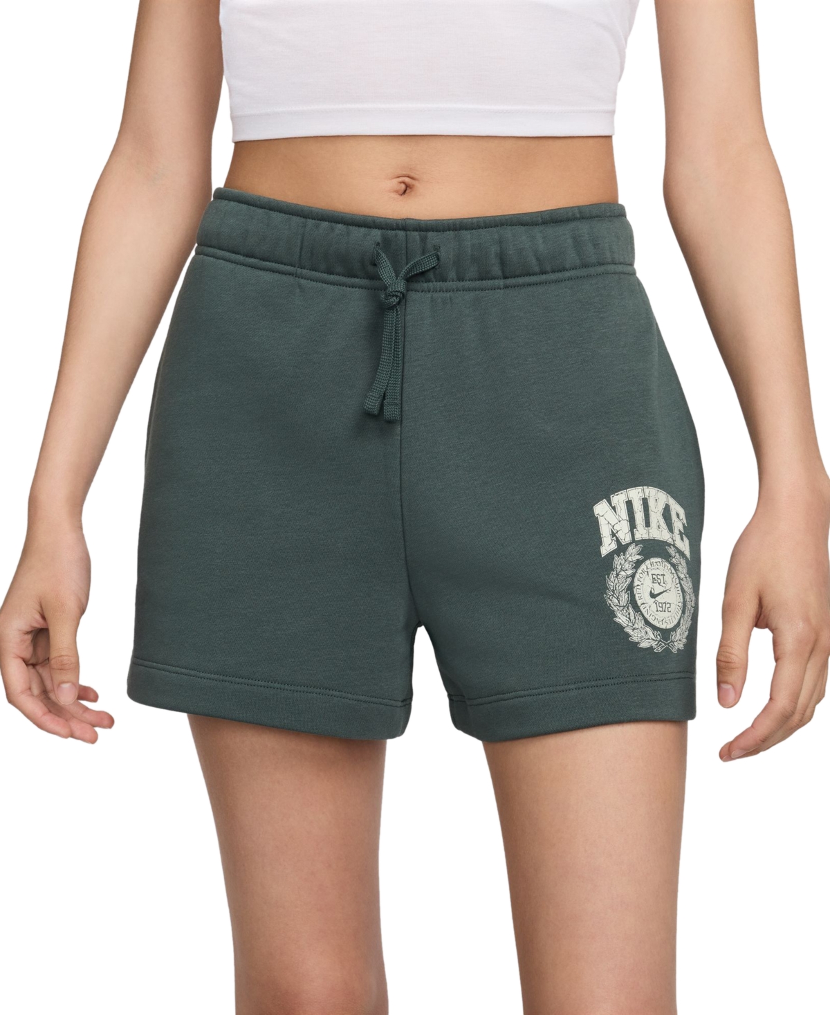 Shop Nike Women's Sportswear Club Fleece Mid-rise Pull-on Shorts In Vintage Green