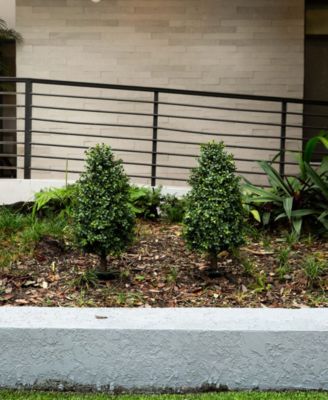 2.5ft. UV Resistant Artificial Boxwood Plant with Integrated Ground Stake Indoor/Outdoor - Set of 2