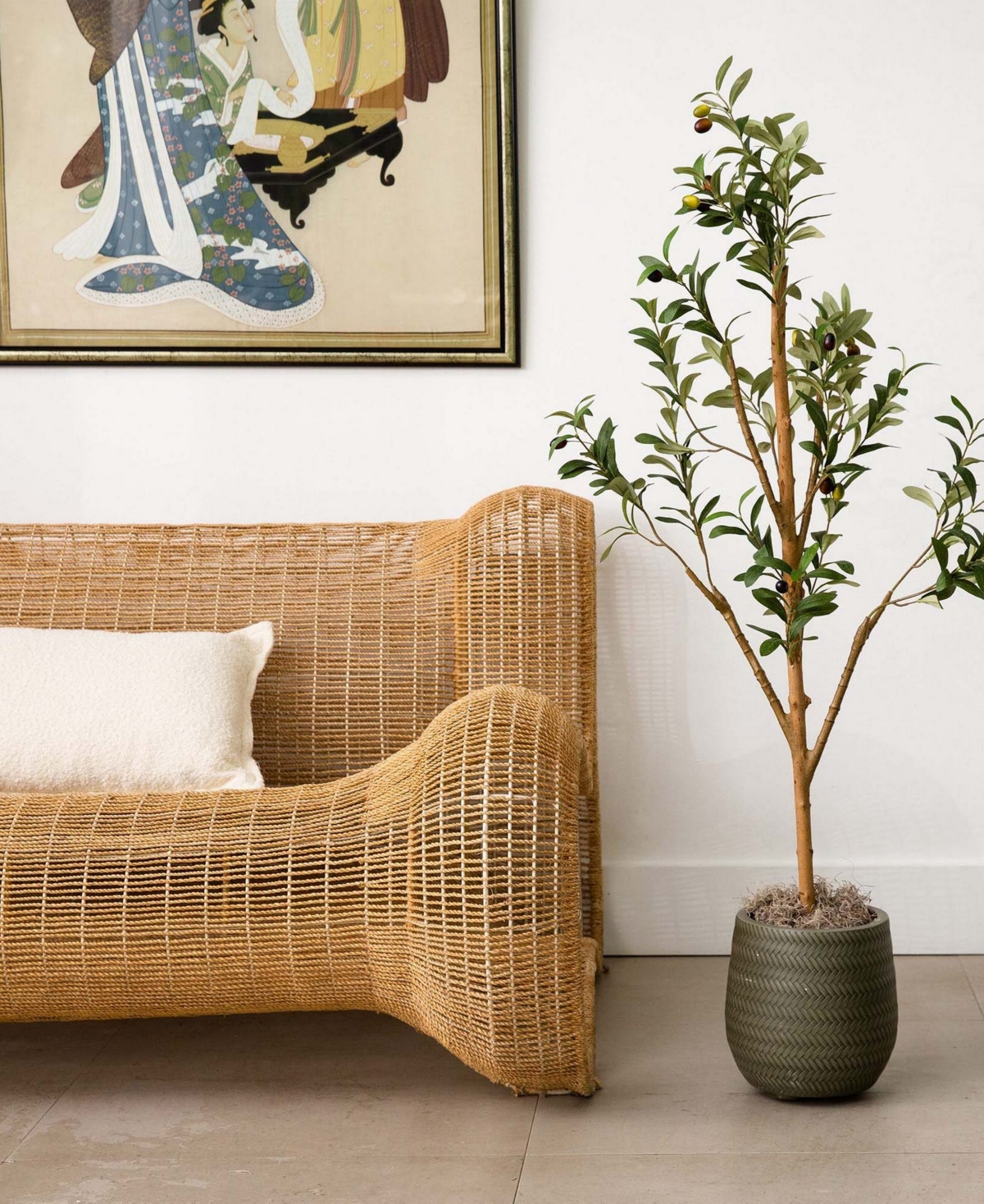 Nearly Natural 4ft. Artificial Olive Tree with Natural Trunk