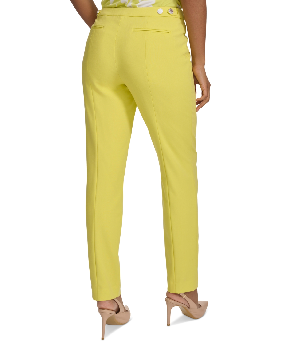 Shop Calvin Klein Petite Lux Highline Tab-waist Pants In Pear