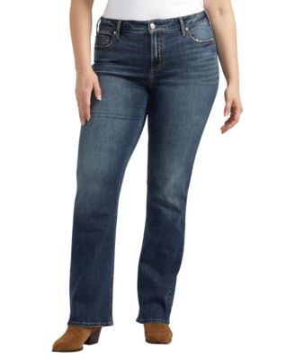 Silver Jeans Co. Plus Size Elyse Mid Rise Slim Bootcut Luxe Stretch Jeans