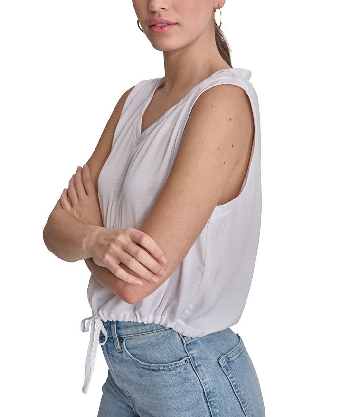 Dkny Jeans Womens SquareNeck LettuceEdge Top main image 1