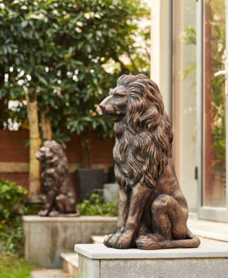 Oversized Bronze Sitting Lion Garden Statue