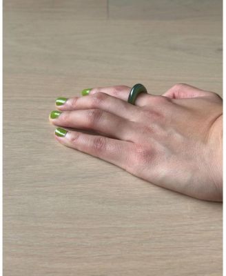 Pyra — Teardrop green jade ring