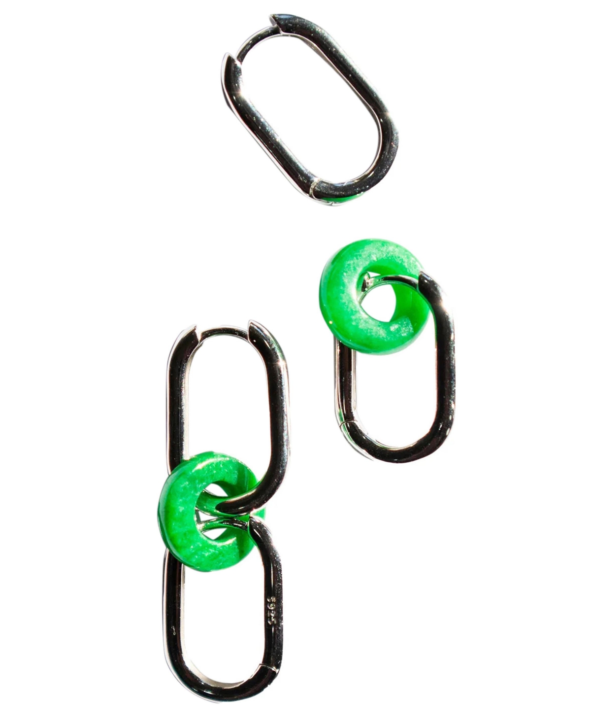 Della - Convertible link jade earrings - Gold/Green