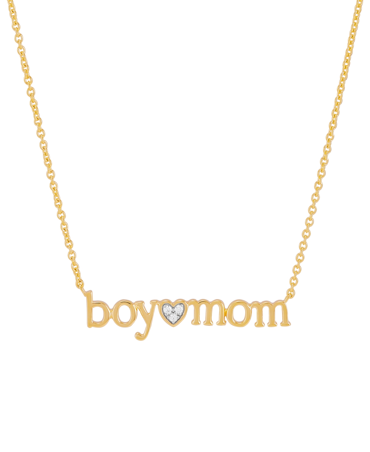 Diamond Accent Boy Mom Pendant Necklace in Sterling Silver or 14k Gold-Plated Sterling Silver, 16" + 2" extender - Gold-Plated Sterling Silver