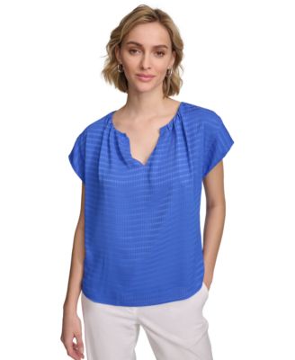 Women s Short Sleeve Textured Blouse