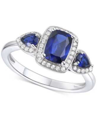 Amethyst (1-1/20 ct. t.w.) & Lab-Grown White Sapphire (1/6 ct. t.w.) Three Stone Halo Ring in 14k Gold-Plated Sterling Silver (Also in Additional Gemstones)