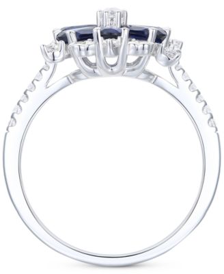 Lab-Grown Emerald (7/8 ct. t.w.) & Lab-Grown White Sapphire (1/8 ct. t.w.) Flower Ring in 14k Gold-Plated Sterling Silver (Also in Additional Gemstones)