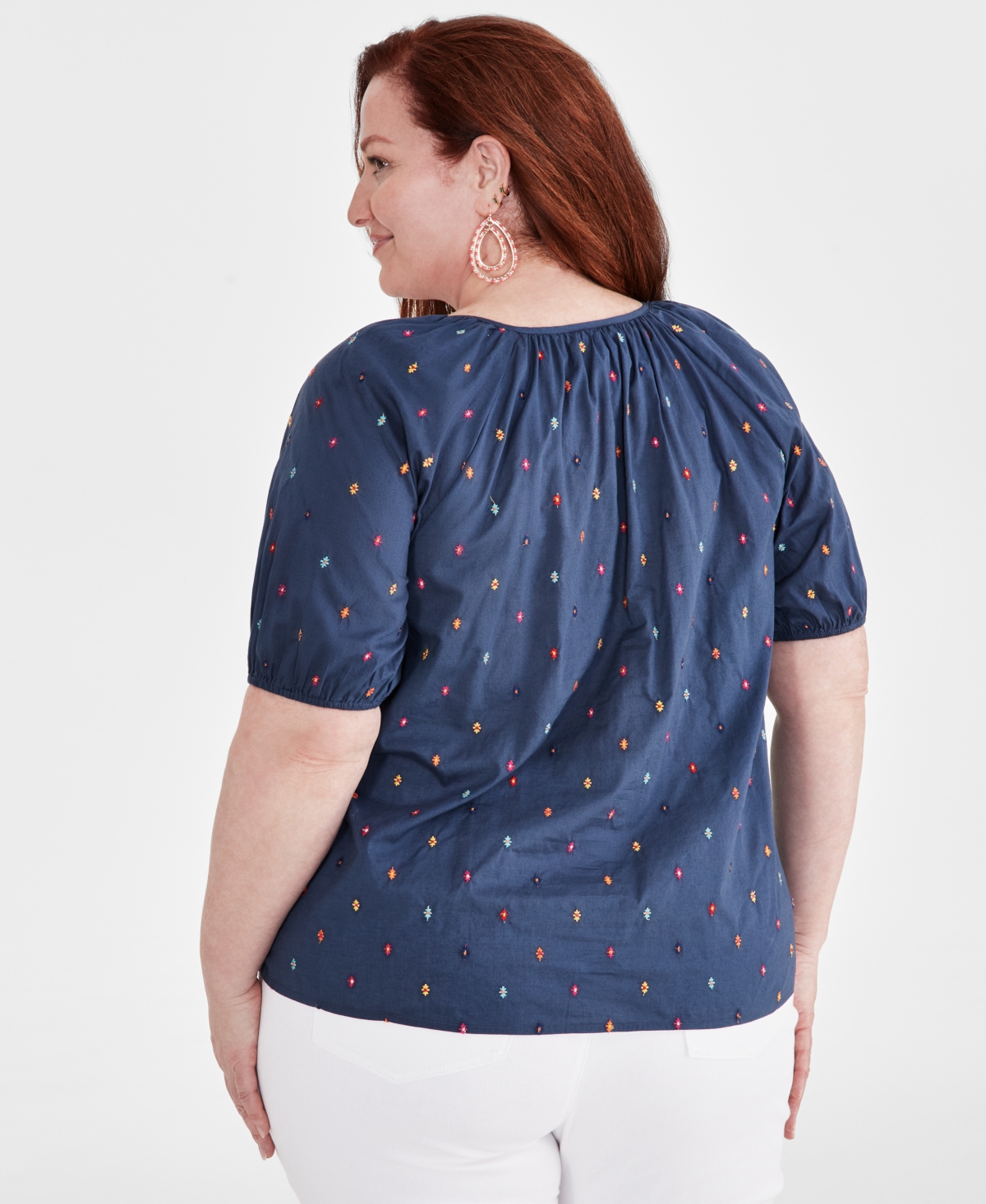 Style & Co Plus Size Embroidered Blouse, Created for Macy's