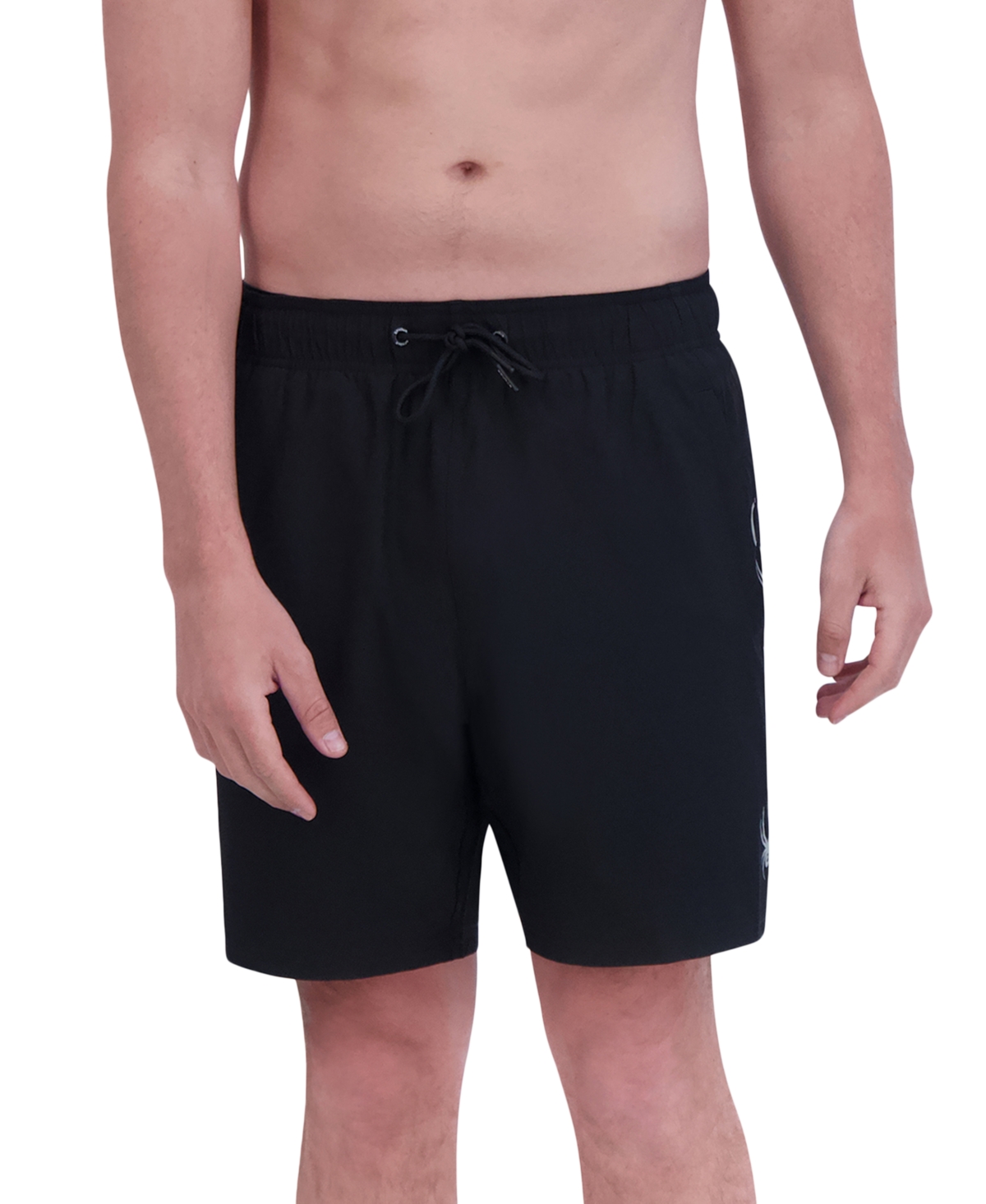 Shop Spyder Men's Stretch 7" Swim Trunks With Compression Liner In Noir