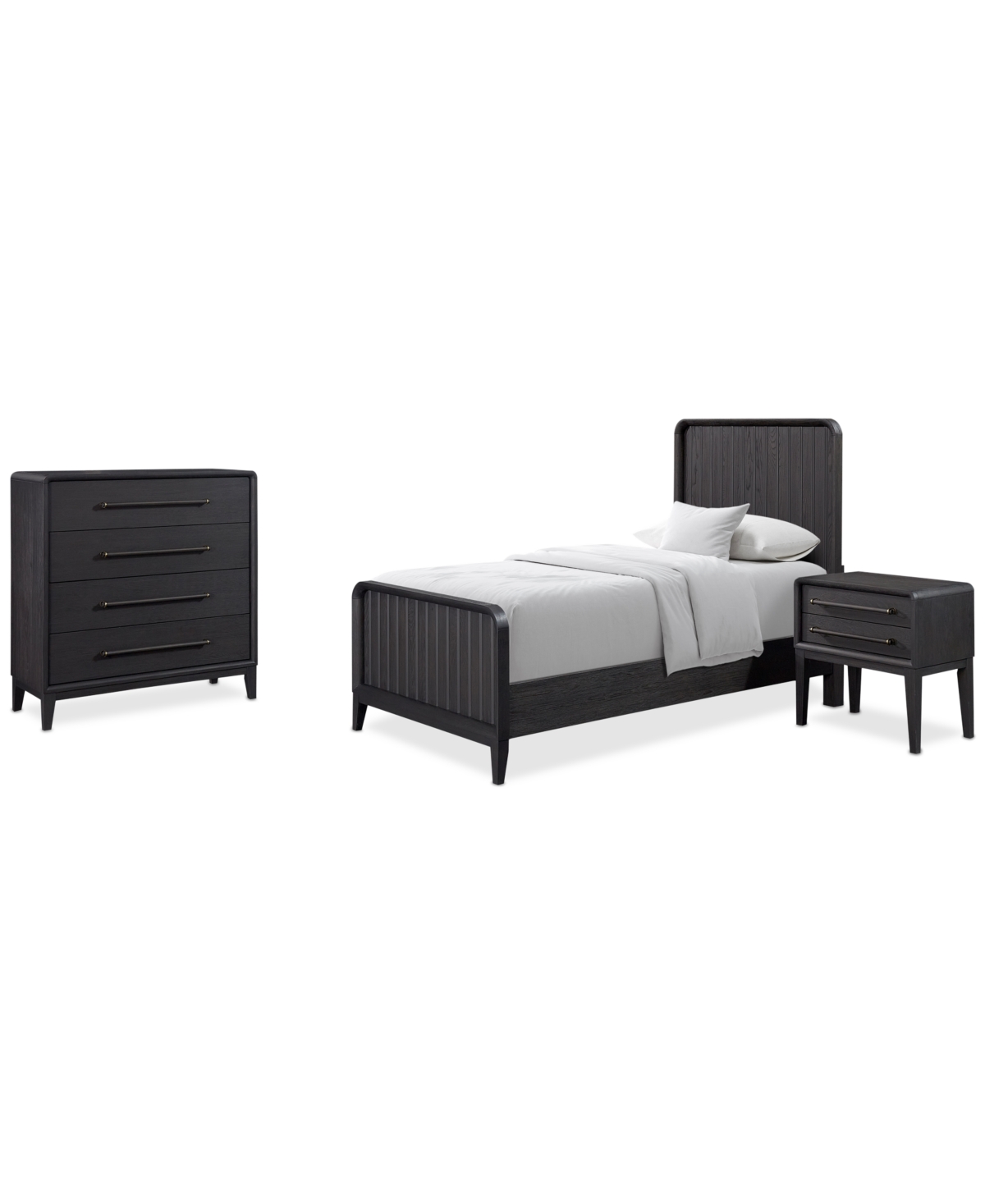 Assemblage 3pc Bedroom Set (Twin Bed, Small Chest & Nightstand)