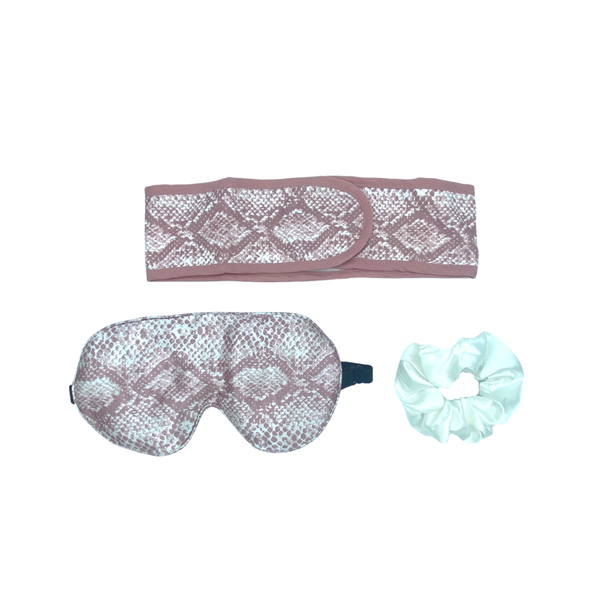 Women s Satin Eye Mask + Microfiber Spa Set - Snake Print - Multi