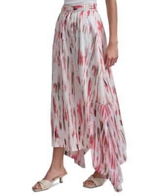 DKNY - Women's Handkerchief-Hem Printed Maxi Skirt