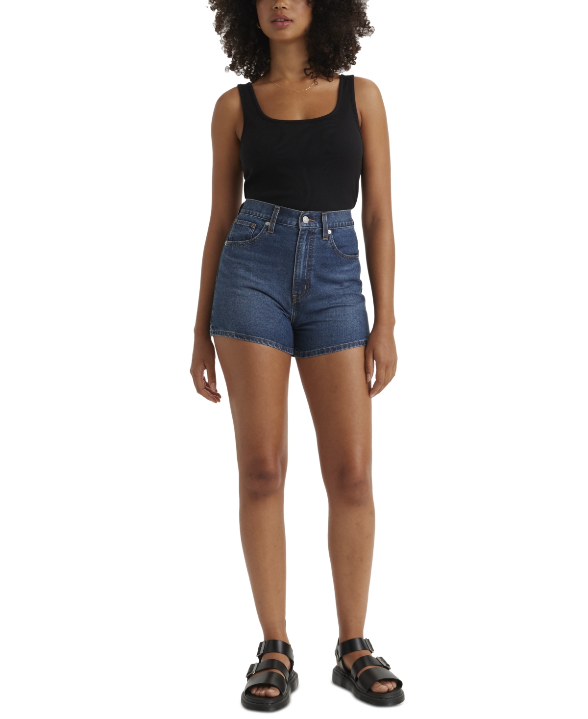Levi's High-waisted Distressed Cotton Mom Shorts In Cool Places To Go