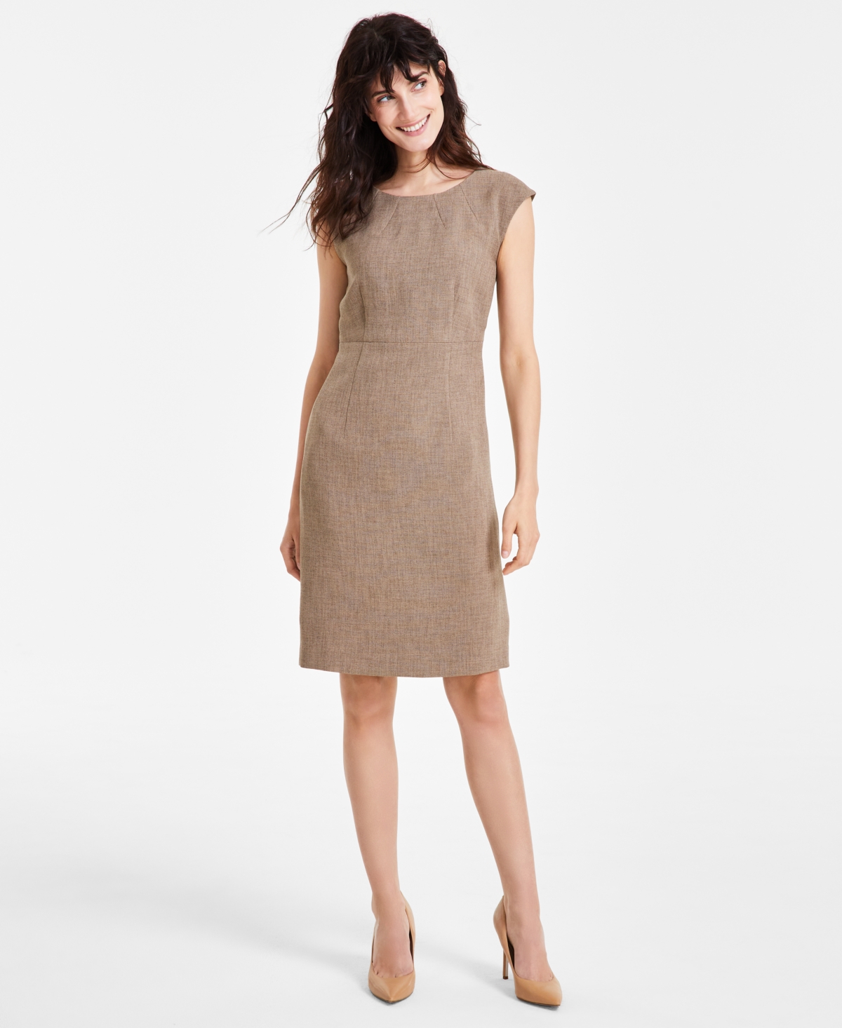 Petite Cap-Sleeve Sheath Dress - Cypress Grey