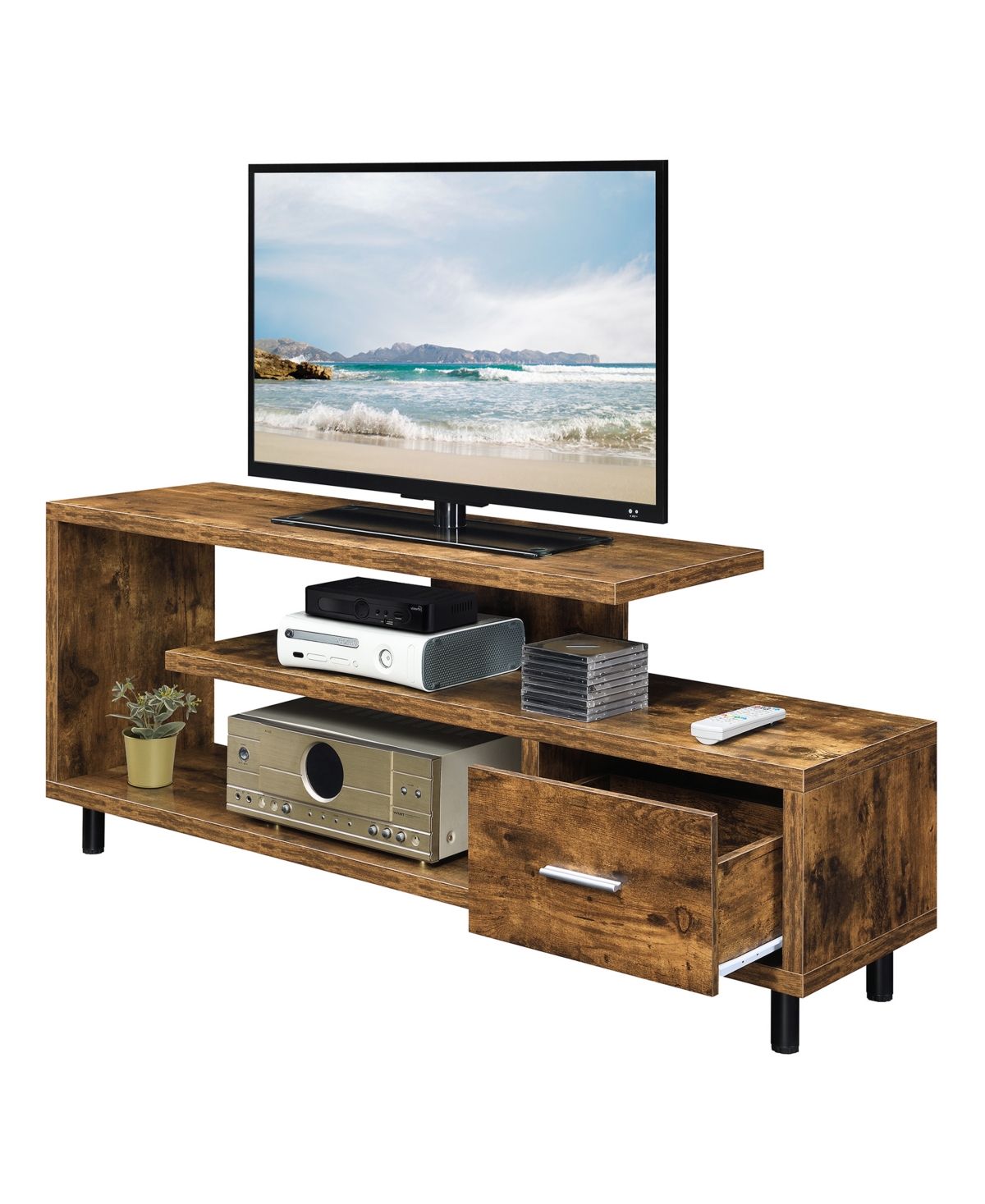 Shop Convenience Concepts 59" Seal Ii 1 Drawer 65 Inch Tv Stand With Shelves In Barnwood