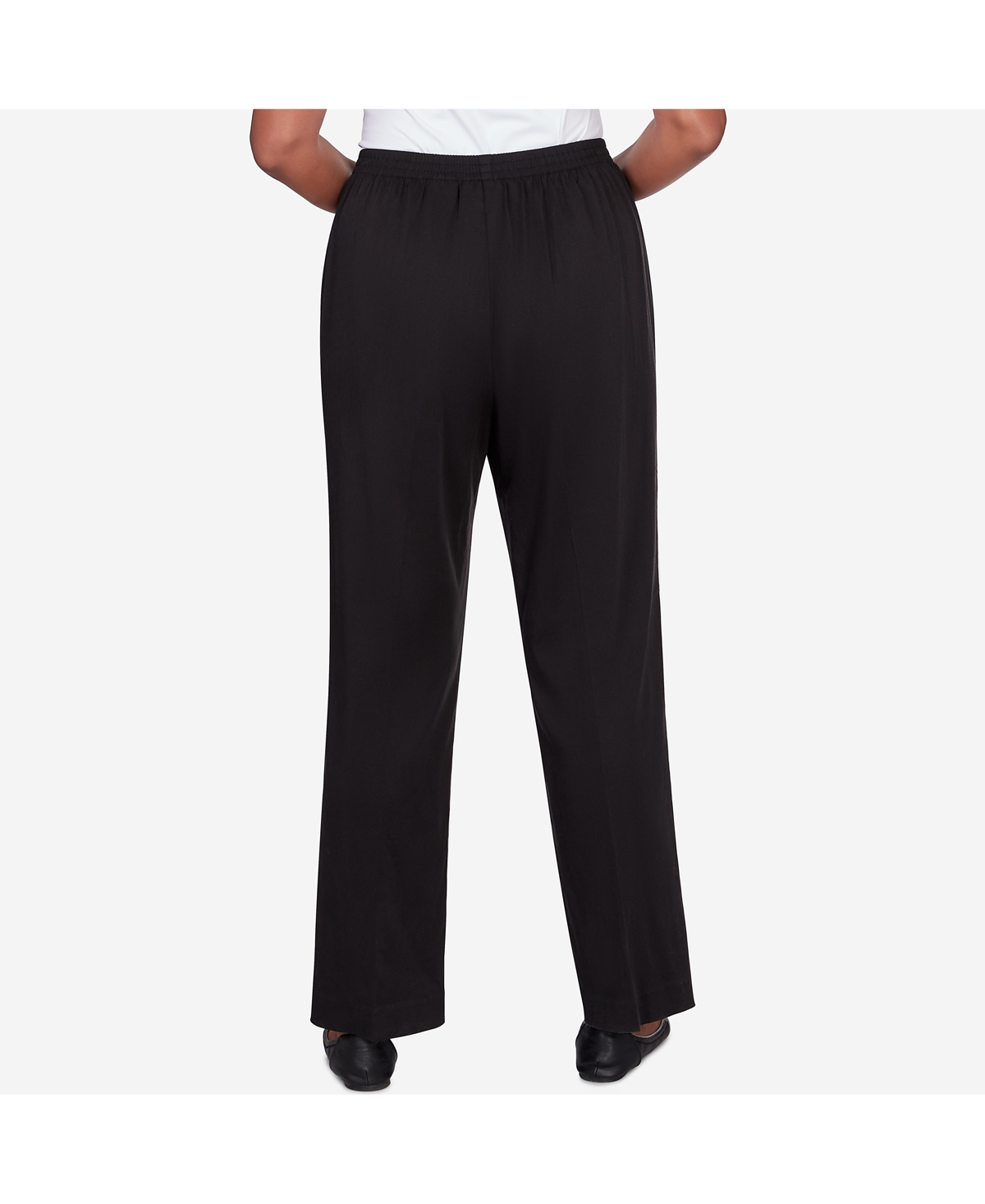 Shop Alfred Dunner Women's Opposites Attract Short Length Elastic Waistband Sateen Pants In Black