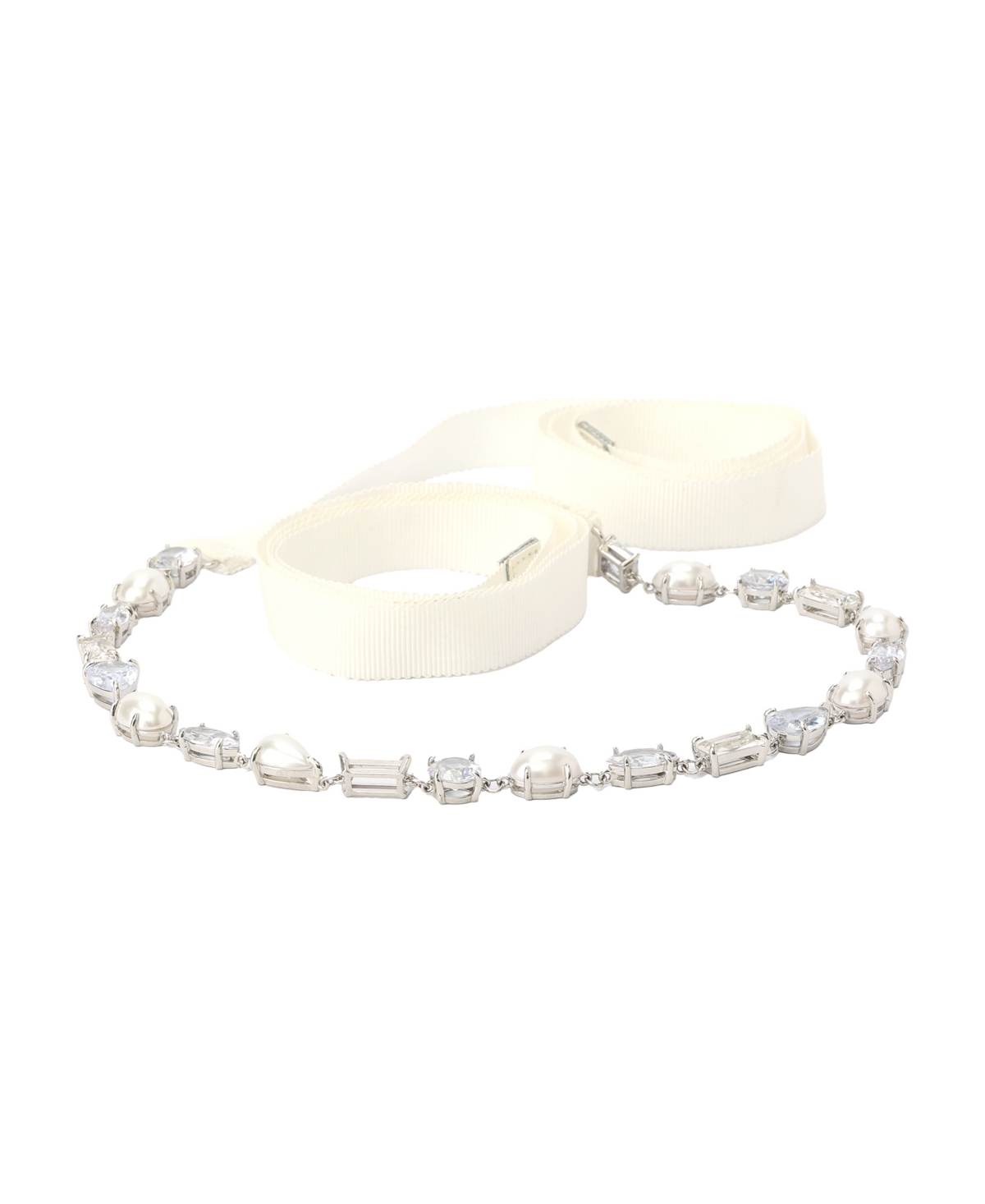 Imitation Pearl Stone Bridal Belt - Cream