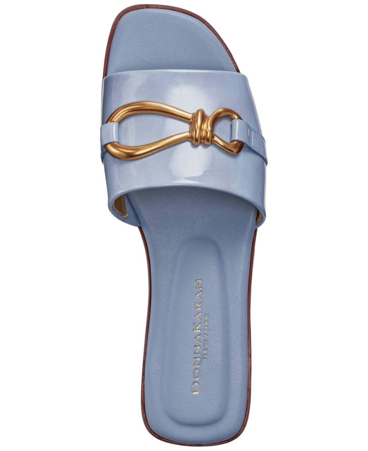 Shop Donna Karan Haylen Hardware Slide Sandals In Blue Frost