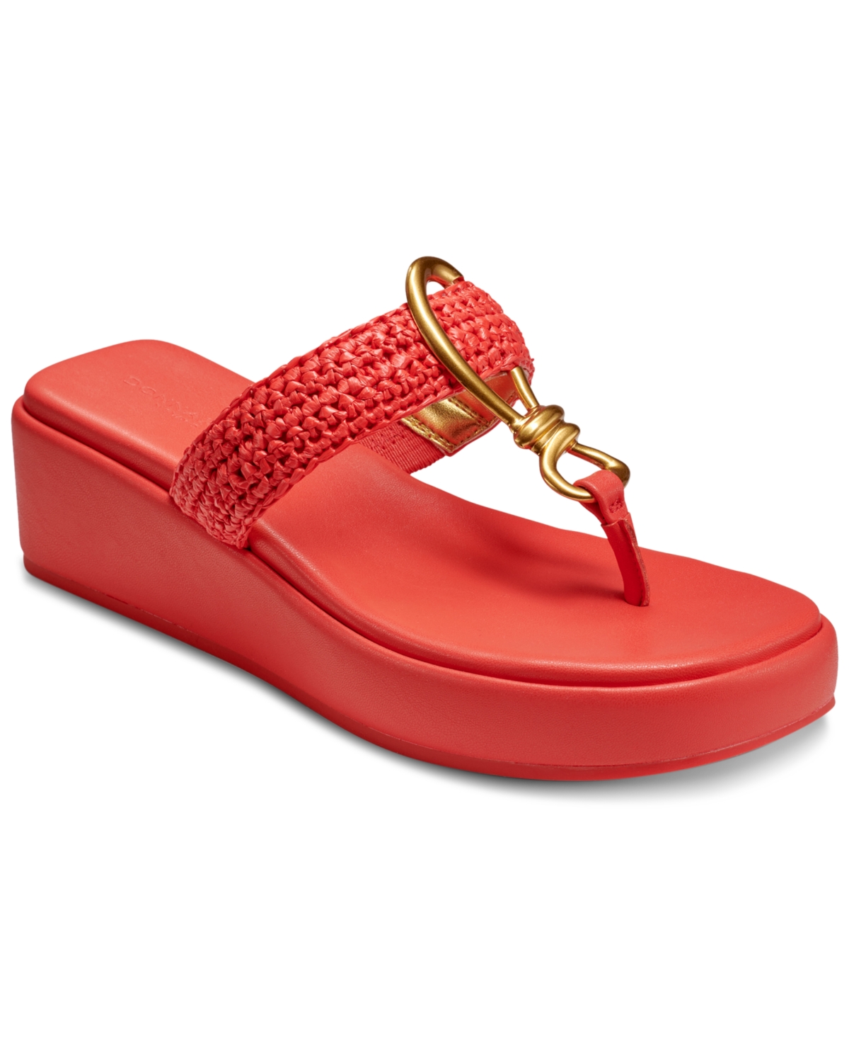 Shop Donna Karan Harlyn Hardware Wedge Sandals In Heat