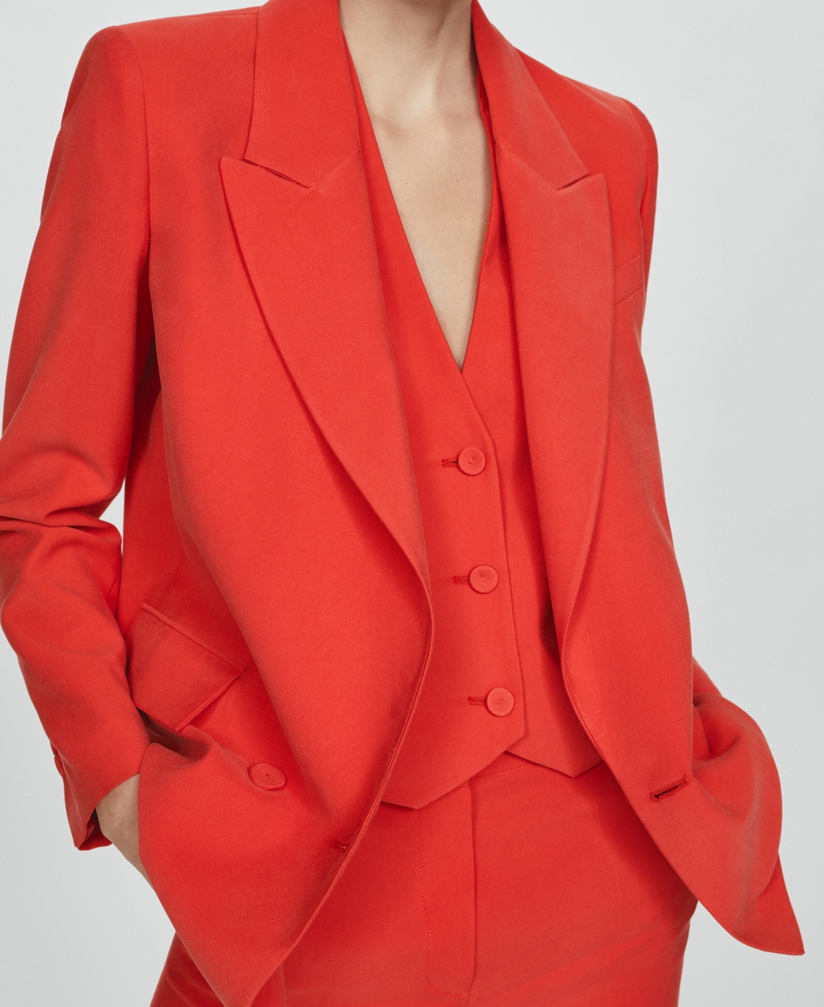 Shop Mango Women's Buttons Detail Suit Vest In Light Beig