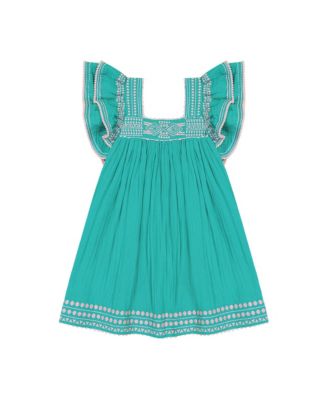 Mer St. Barth Little Girls Serena Tassel Dress Ocean Embroidery - Macy's