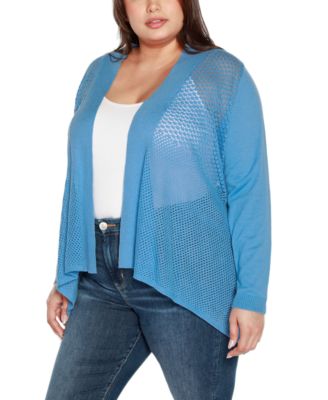 Plus Size Hi-Low Open-Front Swing Cardigan Sweater