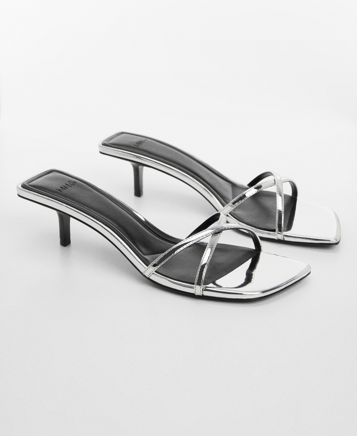 Shop Mango Women's Metallic Strap Sandals In Silver