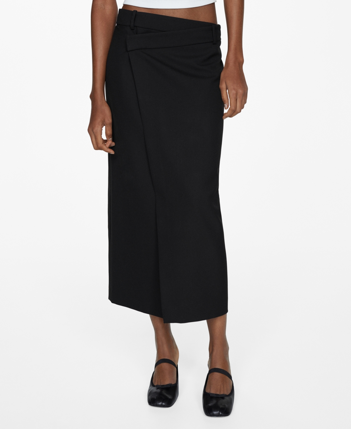 Mango Women's Midi Wrap Skirt In Black