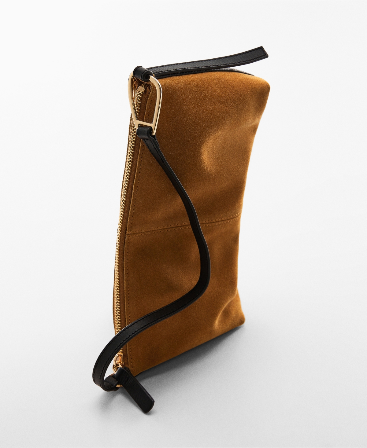 Shop Mango Women's Leather Shoulder Bag In Medium Bro