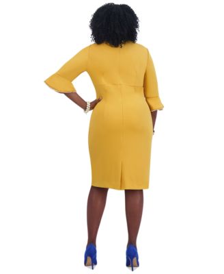 Kat Elbow-Sleeve Ruffled-Cuff Dress