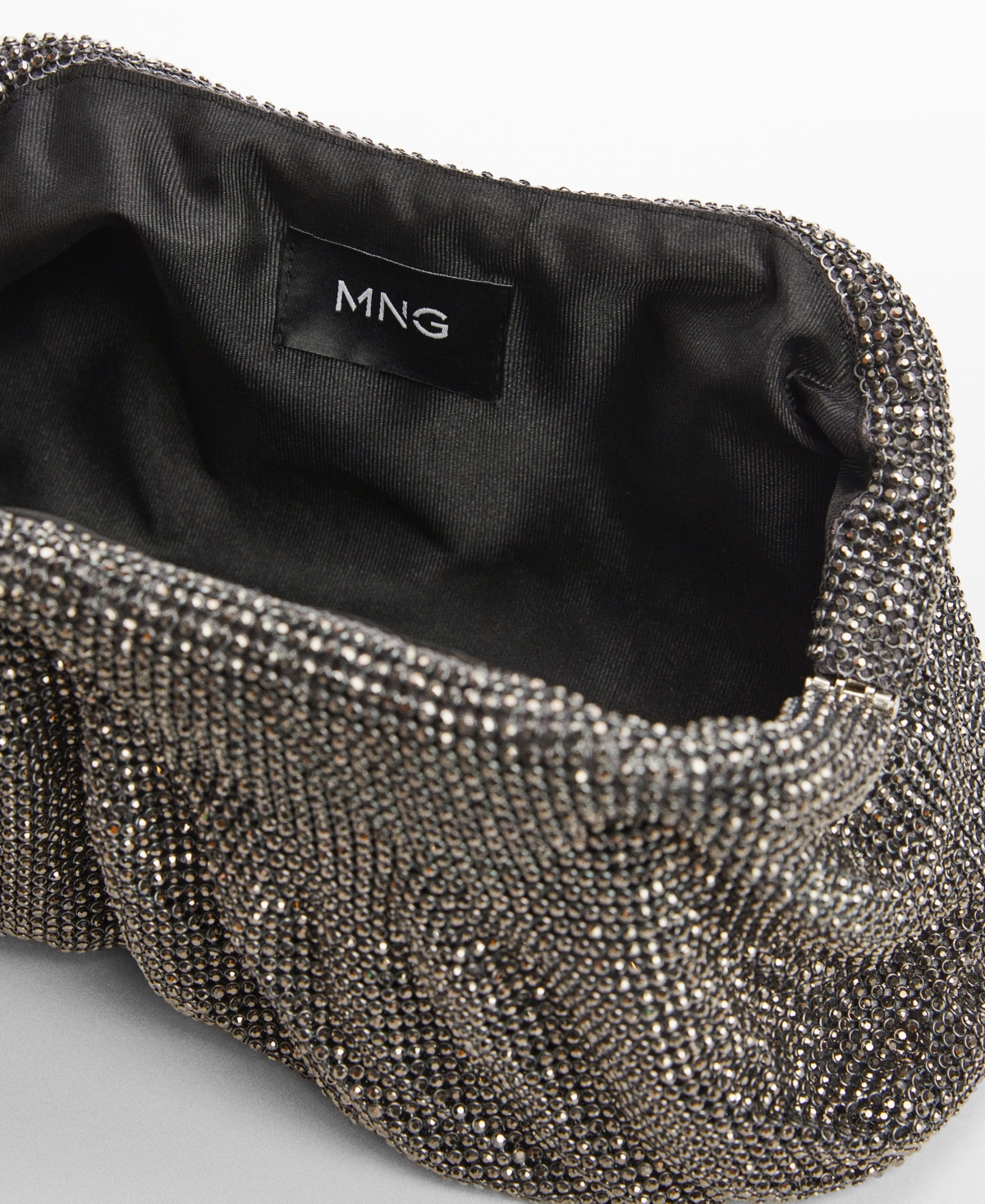 Shop Mango Women's Crystal Clutch Bag In Silver
