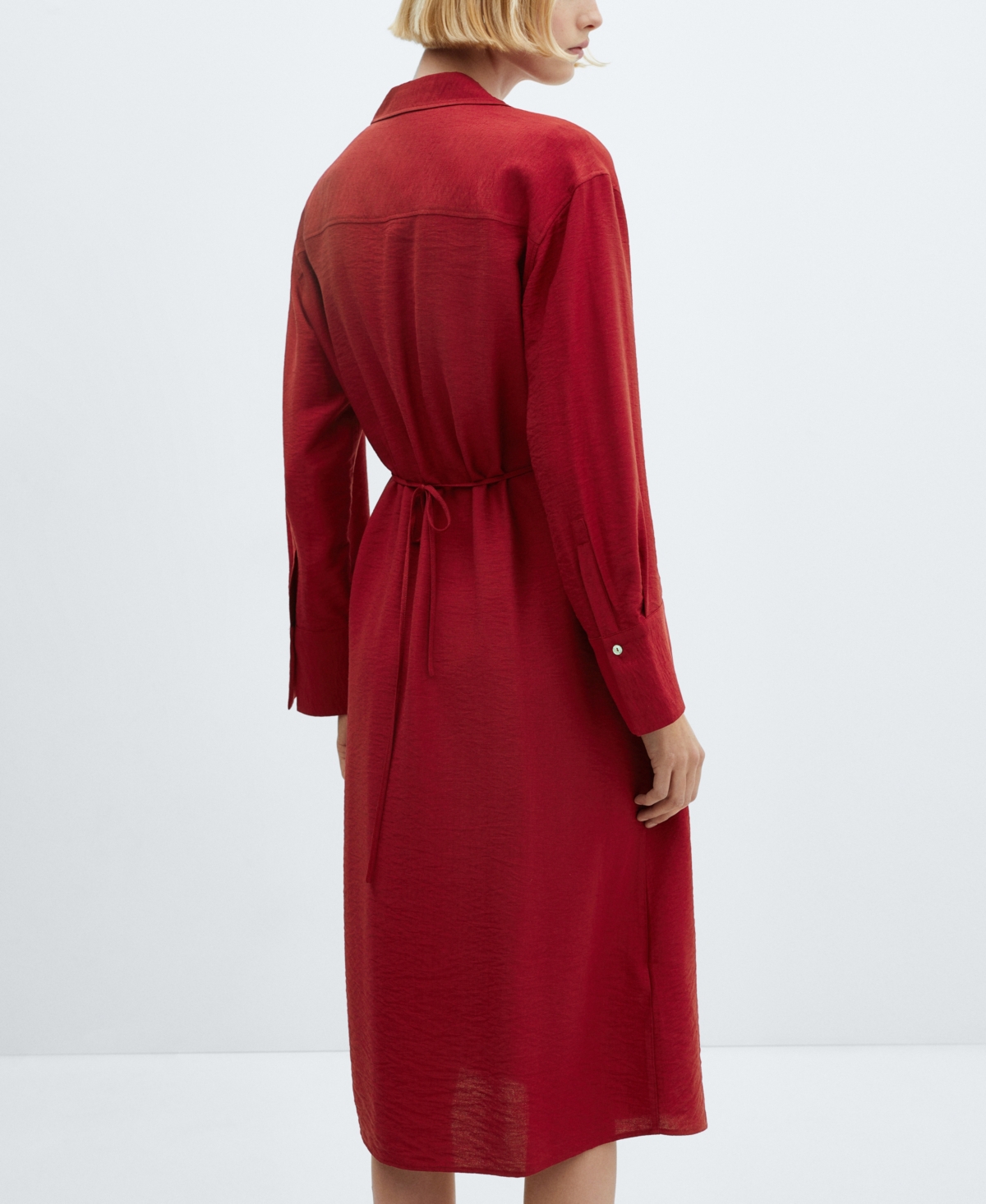 Shop Mango Women's Wrapped Midi Dress In Red