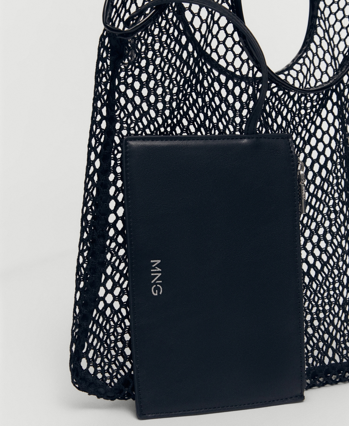 Shop Mango Women's Mesh Pattern Shopper Bag In Black