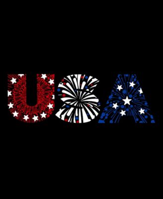 Women's Word Art USA Fireworks V-Neck T-Shirt