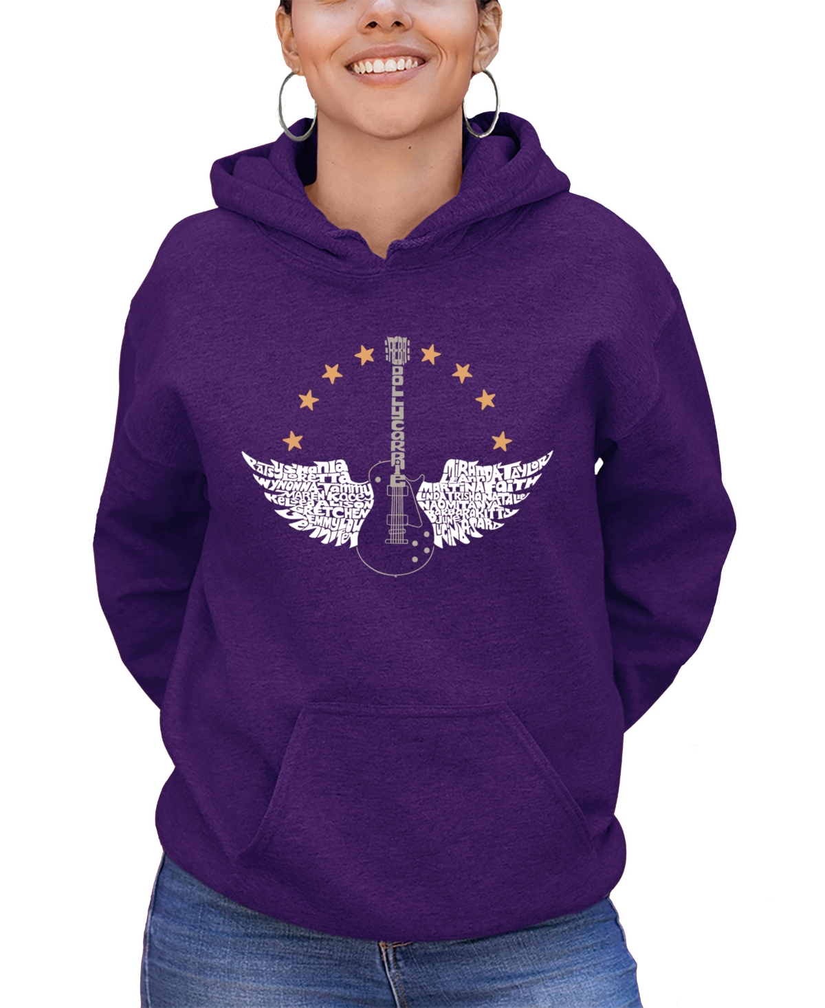 Shop La Pop Art Women's Word Art Country Female Singers Hooded Sweatshirt In Purple