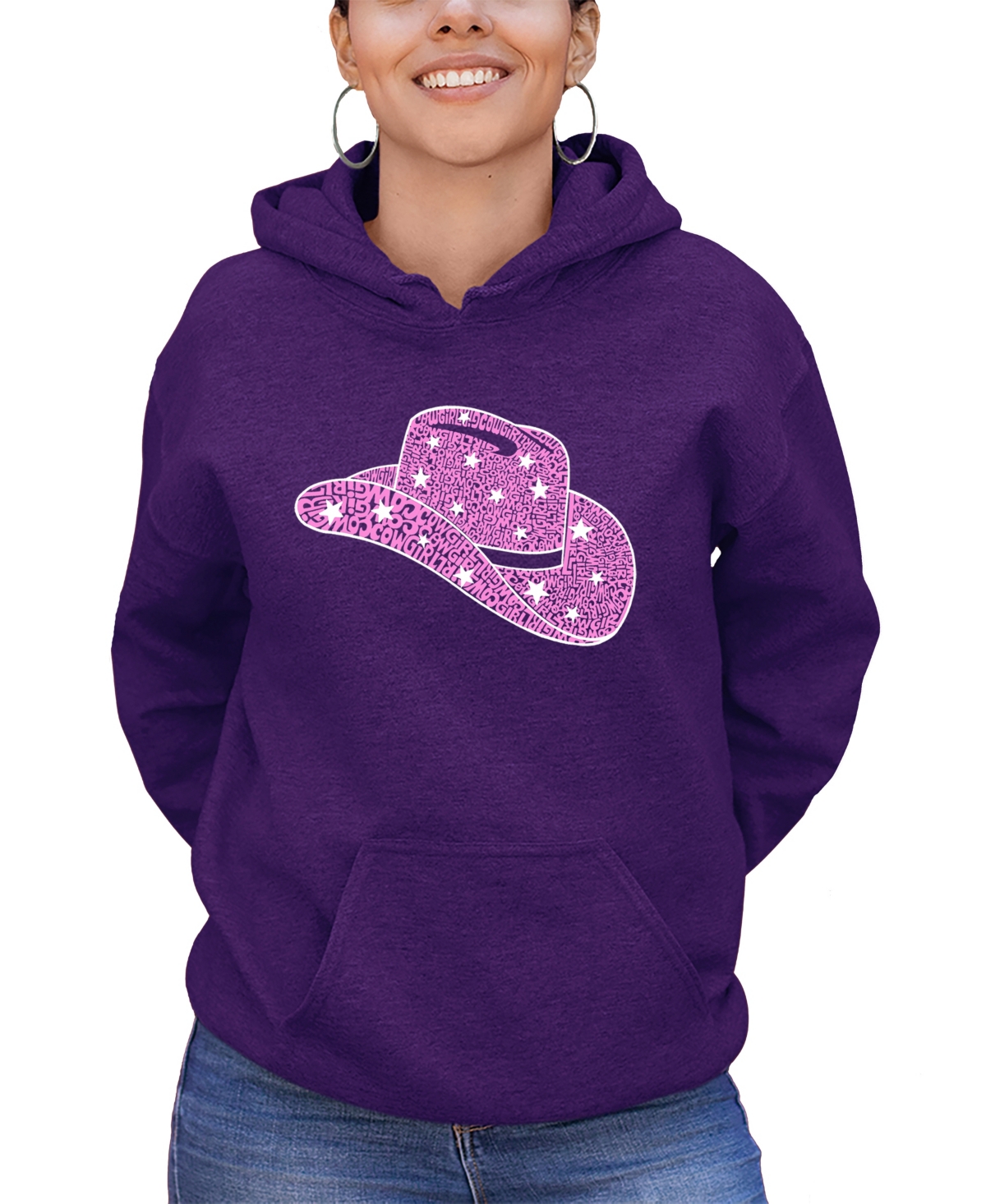 LA POP ART WOMEN'S WORD ART COWGIRL HAT HOODED SWEATSHIRT 