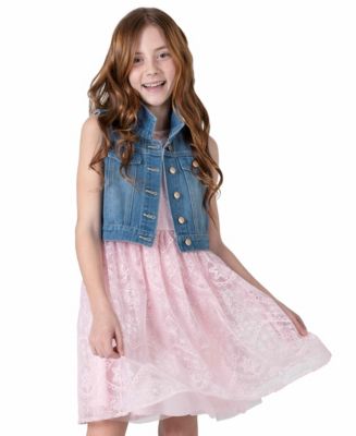 AMERI VEST SET DENIM DRESS Rare Editions Big Girls Denim
