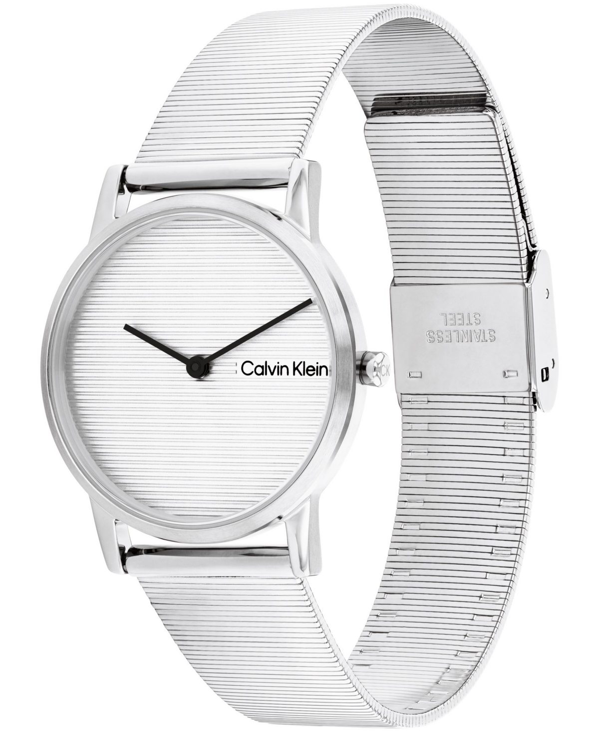Shop Calvin Klein Women's Ck Feel Stainless Steel Mesh Watch 30mm In Silver