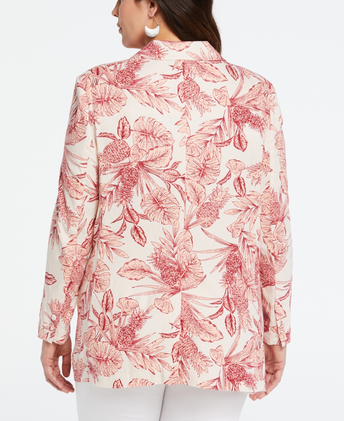 Shop Ella Rafaella Plus Size Linen Blend Double Breasted Blazer In Peach Blush