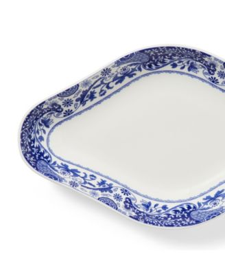 Blue Italian Brocato Diamond Dishes, Set of 2