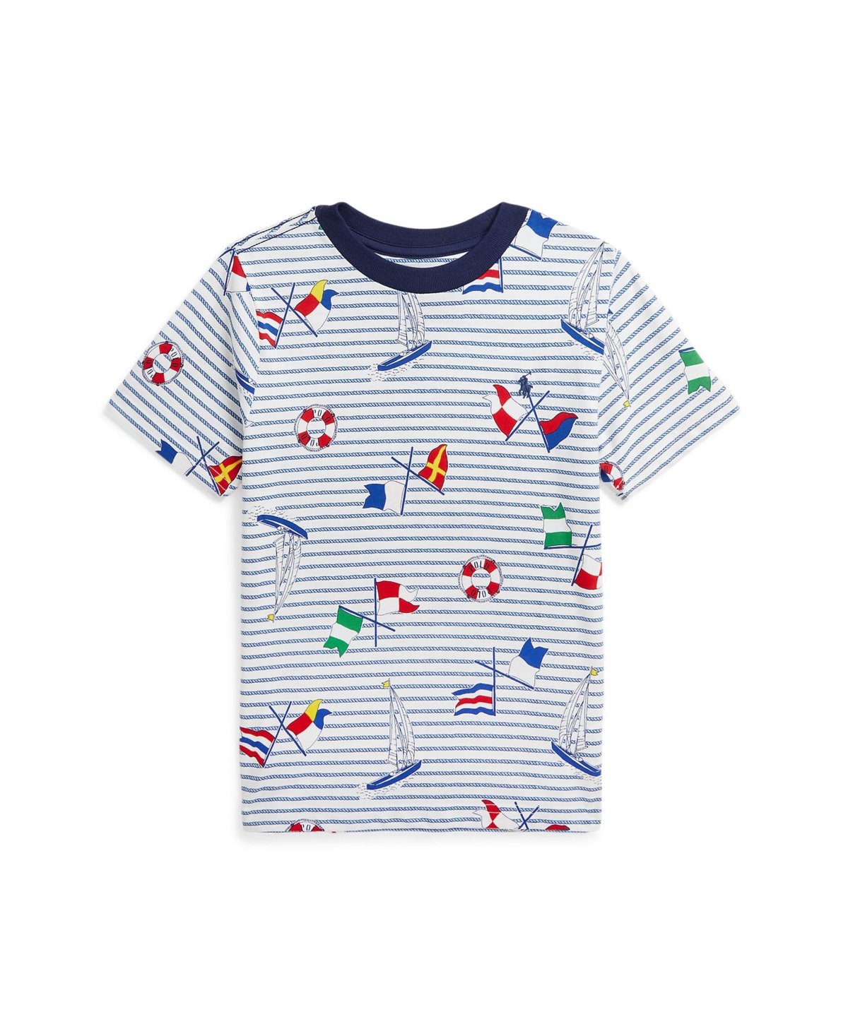 Shop Polo Ralph Lauren Toddler And Little Boys Sailing-print Striped Cotton Jersey T-shirt In On Deck Print