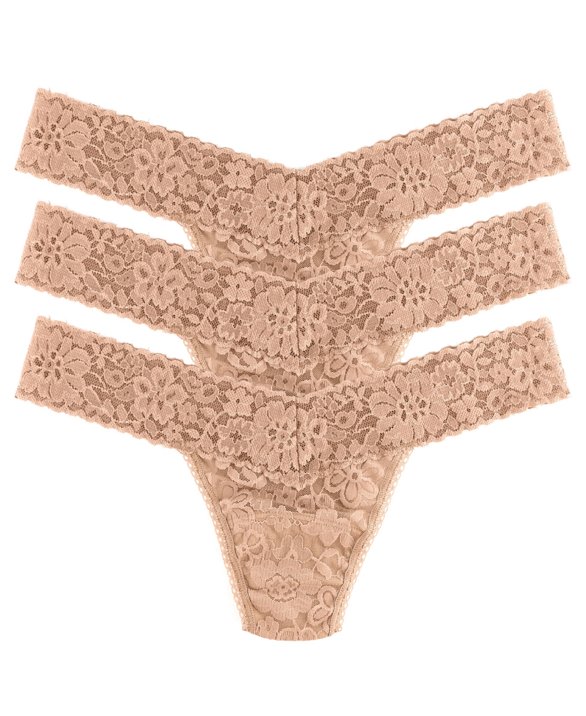 Shop Hanky Panky Women's Daily Lace Low Rise 3 Pack Thong Underwear In Taupe