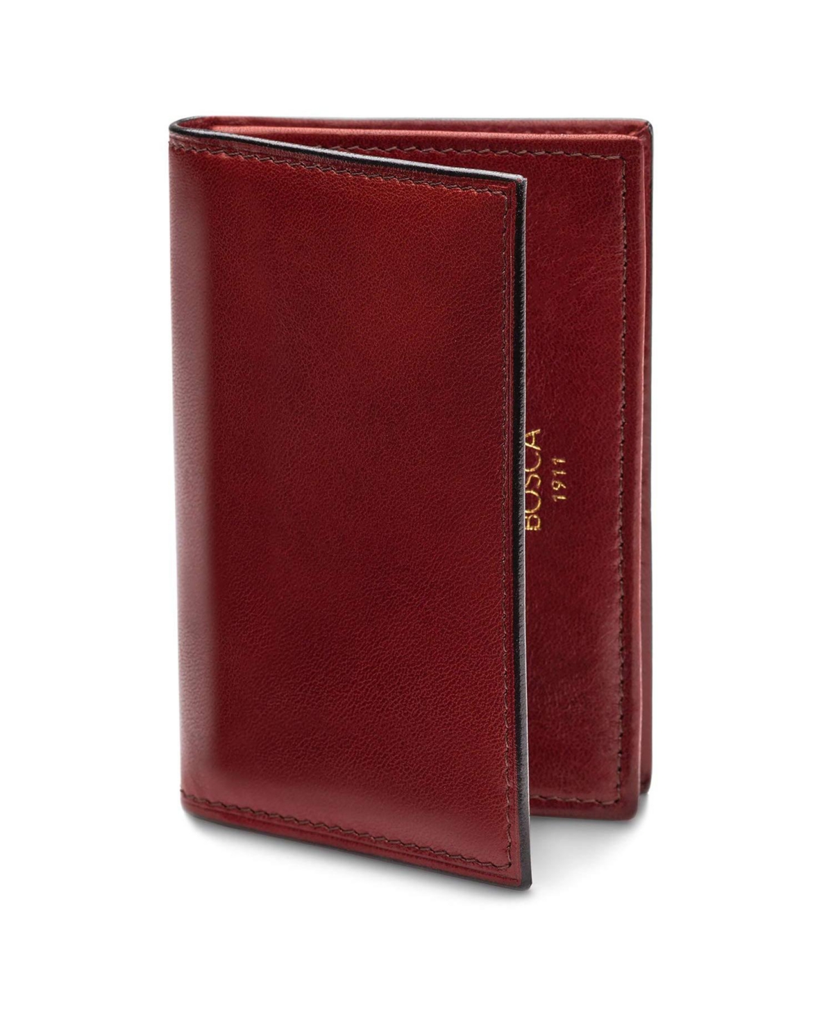 Men's Wallet, Old Leather Full Gusset 2-Pocket Card Case Wallet with I.d. Window - Dark brown