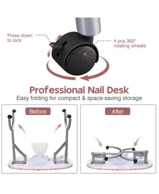 Portable Folding Manicure Nail Table Station Salon Desk Beauty Salon