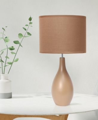 Essentix 18.11" Traditional Standard Ceramic Dewdrop Table Desk Lamp with Matching Fabric Shade 