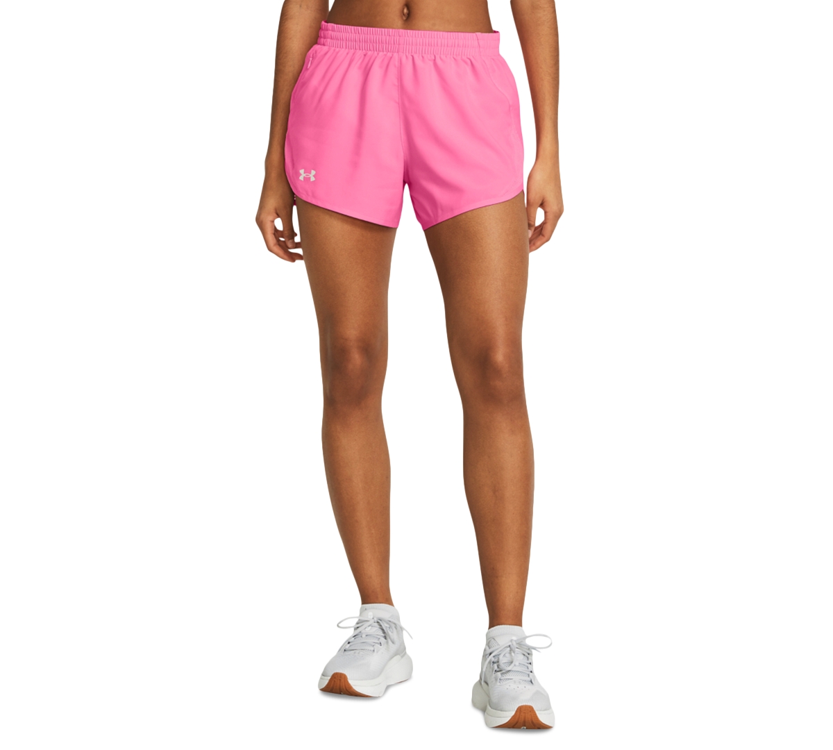 Shop Under Armour Women's Fly By Mesh-panel Running Shorts In Black,purple Ace,reflective