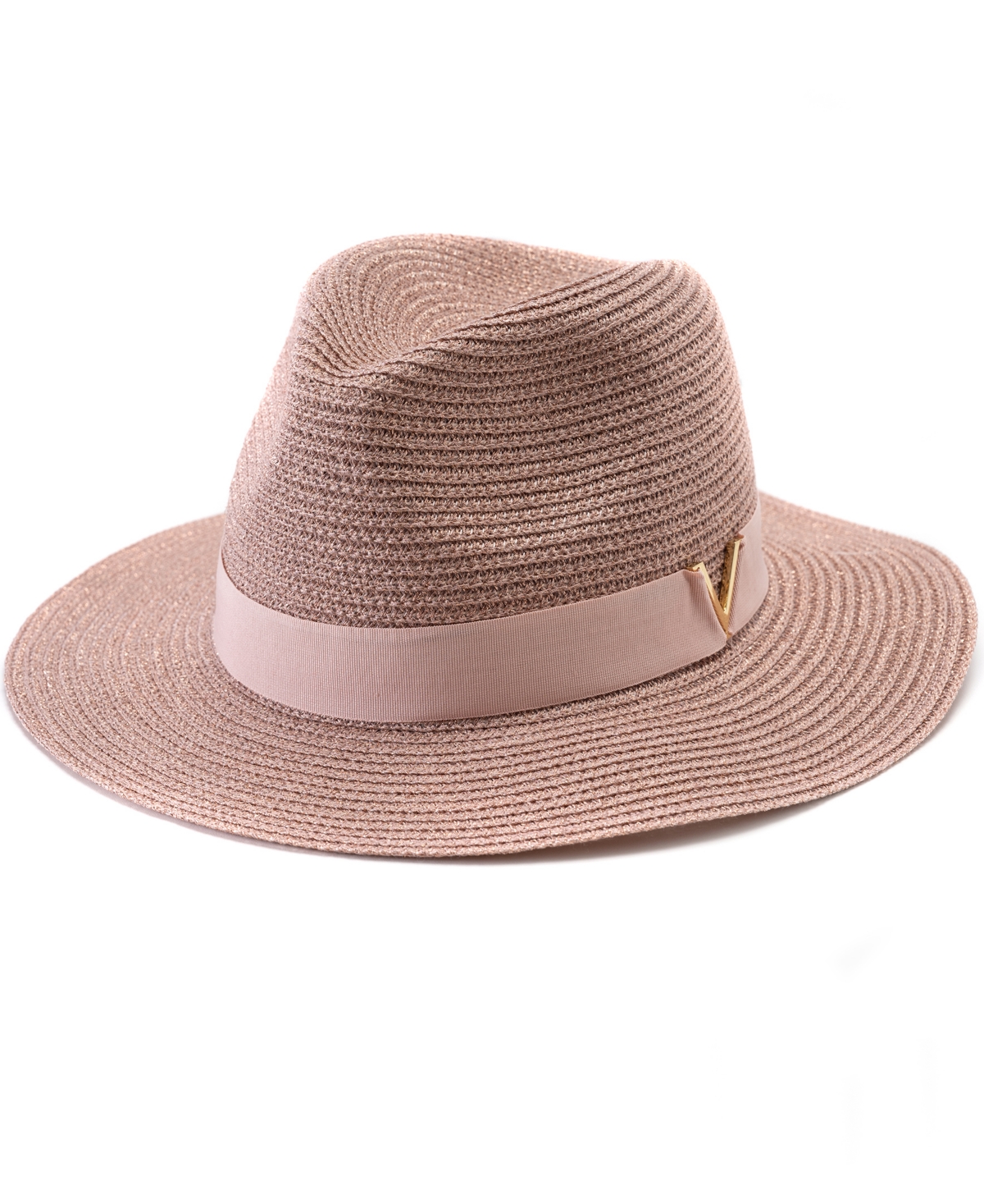 Shop Vince Camuto All Over Shine Panama Hat In Rose Gold