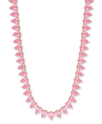 Macy's - Lab-Grown Pink Sapphire 18" Tennis Necklace (35 ct. t.w.) in Rose-Plated Sterling Silver